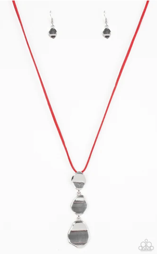 Embrace The Journey" Red Necklace & Earring Set