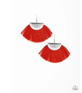 Fox Trap - Red Fringe Earrings