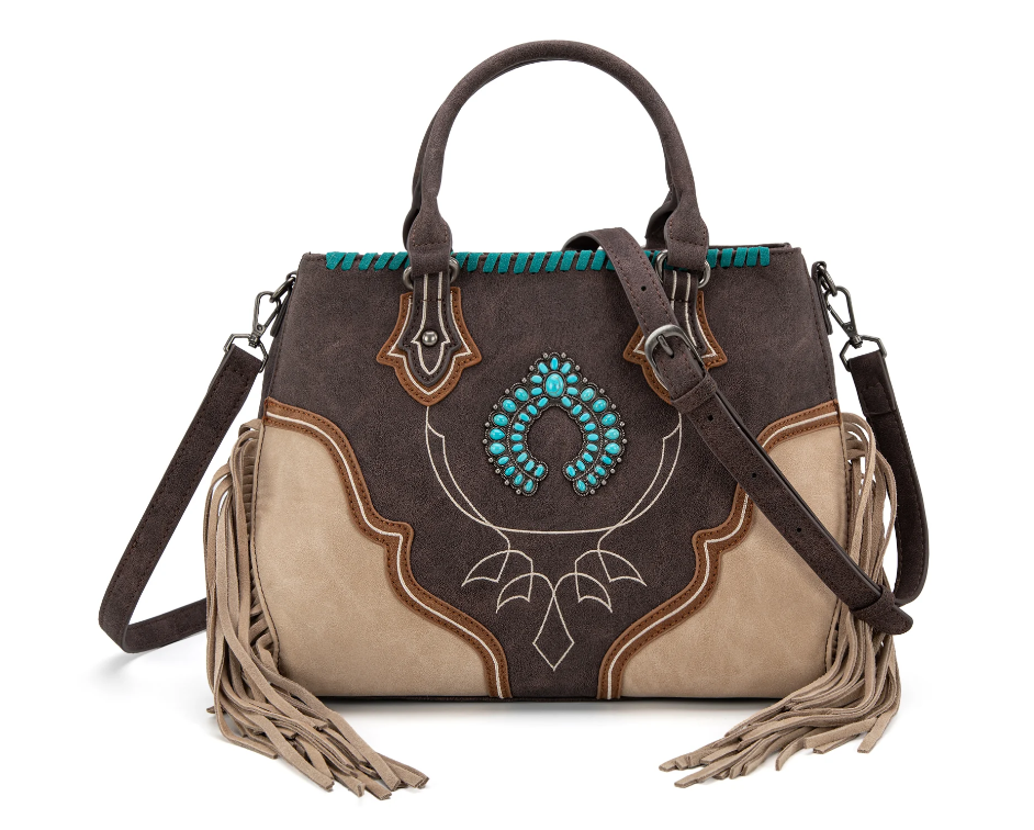Montana West Concho Fringe Tote/Crossbody