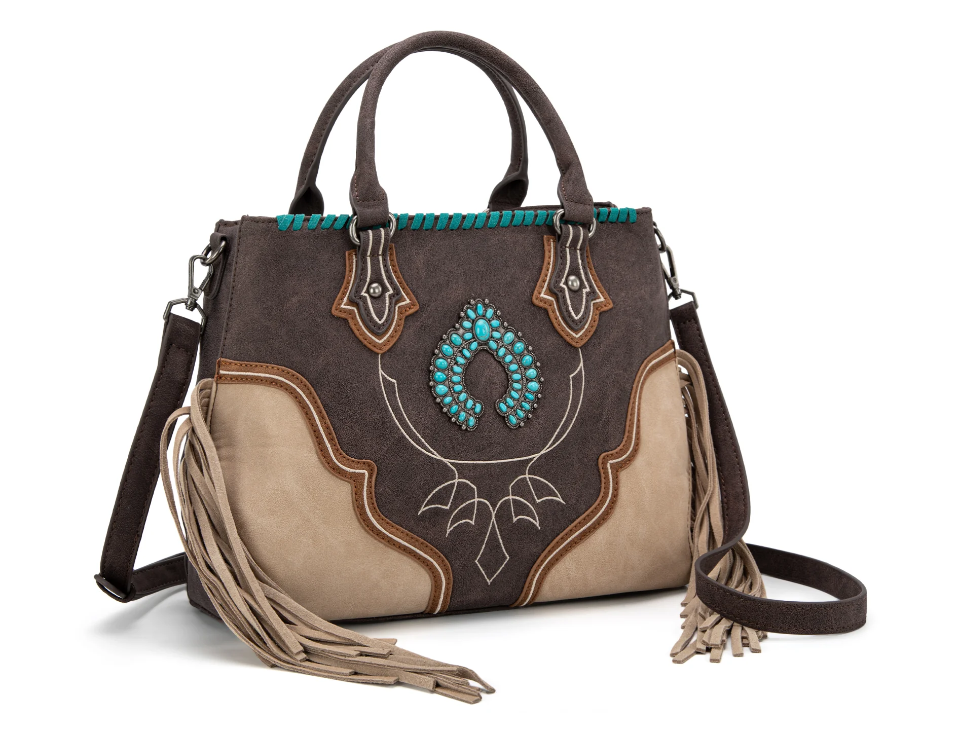 Montana West Concho Fringe Tote/Crossbody