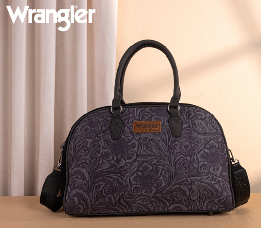 Wrangler Vintage Floral Printed Duffle Bag - Black