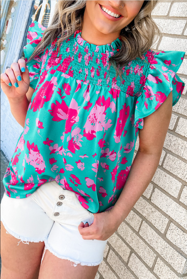 Turquoise and Pink Top