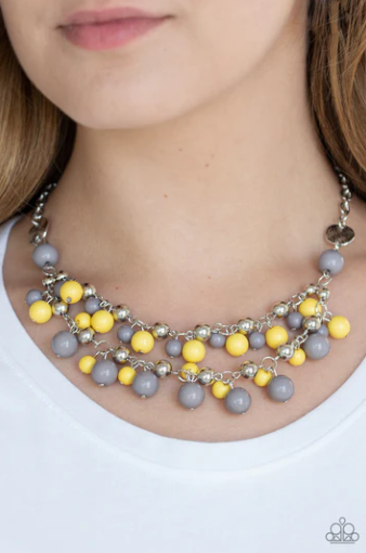 Seaside Soiree- Yellow and Silver Necklace