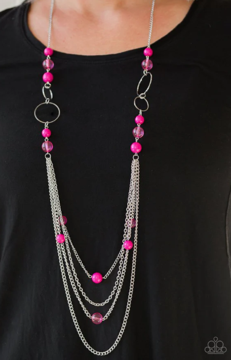 Bubbly Bright - Pink Necklace