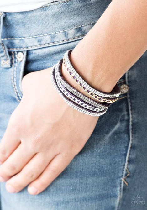 Fashion Fiend Purple Single Wrap Snap Bracelet