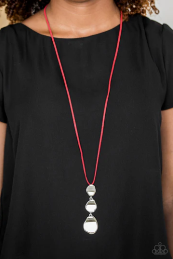 Embrace The Journey" Red Necklace & Earring Set