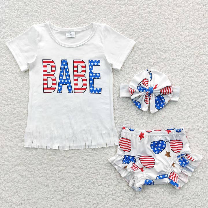 Baby Girls 4Th of July Babe Bummie Sets