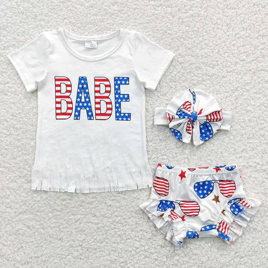 Baby Girls 4Th of July Babe Bummie Sets